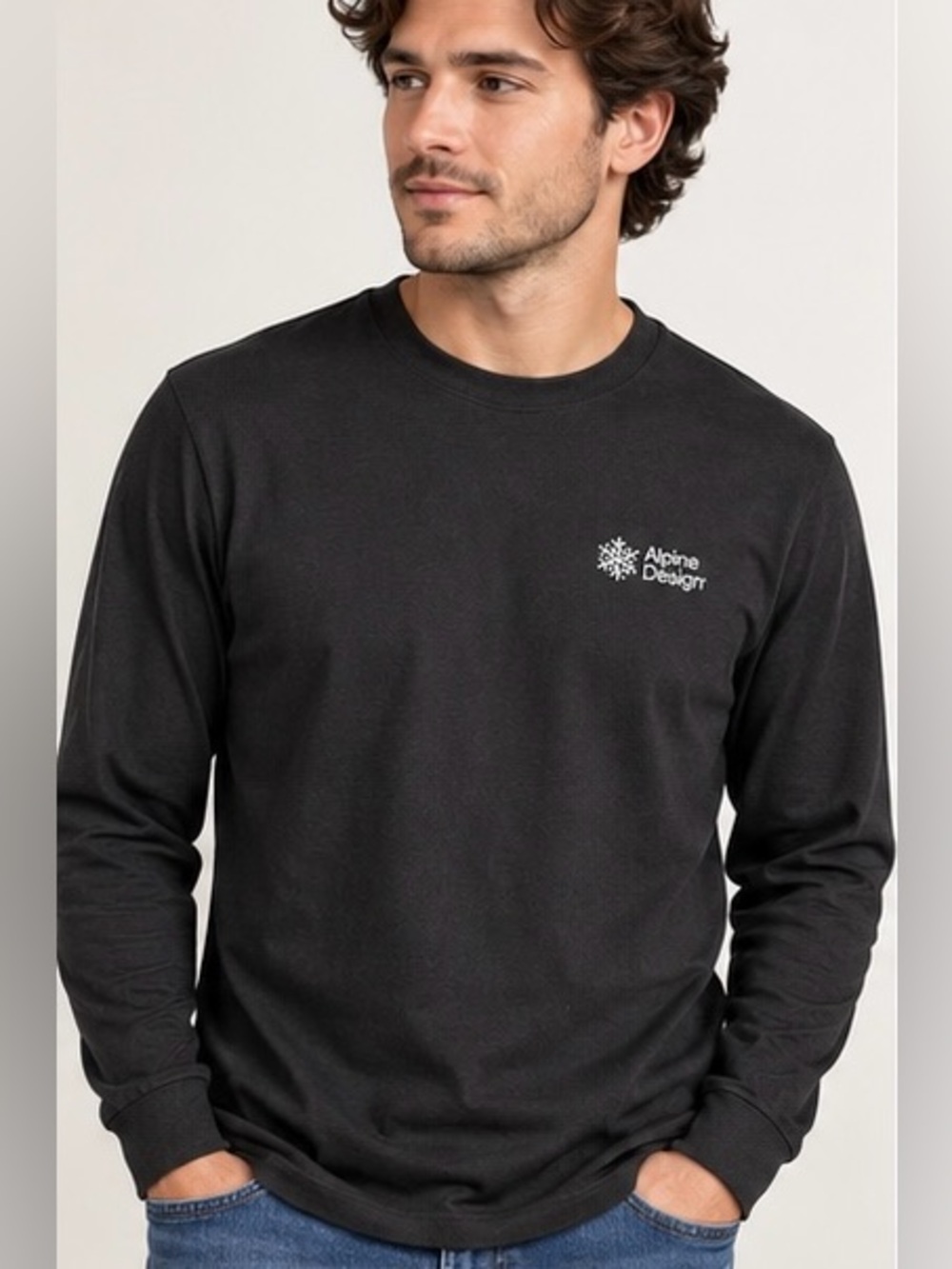 Alpine Design Long Sleeve Crewneck Tee - Black